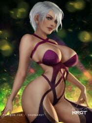 1girls artist_logo bandai_namco big_breasts bulging_breasts curvy_body curvy_figure detailed_background female female_focus female_only fit_female gray_eyes isabella_valentine looking_at_viewer namco patreon_username short_hair shurakrgt sitting solo_focus soul_calibur tagme thick_body thick_thighs video_game_character voluptuous_female white_hair