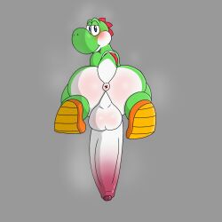 anus ass balls big_ass big_butt big_penis blush cock-tail dinosaur green_body green_yoshi large_ass large_penis looking_at_viewer looking_back male_only mario_(series) penis scalie uncircumcised videojustin1999 yoshi