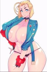 1girls alternate_breast_size big_breasts blonde_female blonde_hair blue_eyes breasts busty cammy_white curvaceous curvy curvy_body curvy_female curvy_figure female huge_breasts large_breasts nipple_slip nipples rice-chan street_fighter street_fighter_6 voluptuous