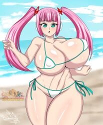 1girls 2022 abs alternate_breast_size aqua_eyes areolae beach big_ass big_breasts big_butt bikini bikini_top female female_focus female_only high_resolution highres huge_breasts long_hair metal_slug metal_slug_attack nipple_bulge nipples_visible_through_clothing nova_(metal_slug) pink_hair raidon_dimentional_land robot robot_girl seductive small_bikini snk solo thick_ass thick_penis thick_thighs thighs twintails watermark white_bikini