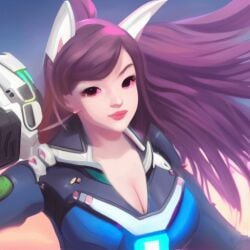 2d activision ai_generated blizzard_entertainment breasts cleavage d.va d.va_(cosplay) female overwatch tagme