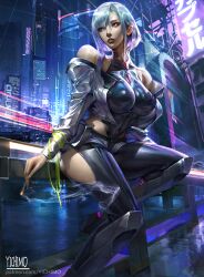 big_breasts cd_projekt_red cyberpunk:_edgerunners cyberpunk_2077 female female_only latex latex_suit lucyna_kushinada realistic studio_trigger yichimoo