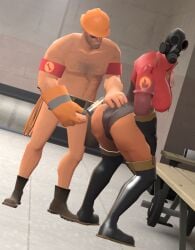 3d ass big_ass engineer engineer_(team_fortress_2) female fempyro male naked nude penis pyro pyro_(team_fortress_2) sfm source_filmmaker team_fortress team_fortress_2 tf2 thigh_boots