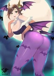 1girls alexandria_(xenoblade) artist_signature ass blush breasts brown_hair bubble_butt clothing cosplay darkstalkers female green_eyes halloween head_wings hi_res highleg_leotard huge_ass huge_breasts kaos_art large_breasts leaning_forward leotard light-skinned_female light_skin long_legs morrigan_aensland_(cosplay) nintendo outdoors short_hair smile succubus_costume thick_thighs thighs tied_hair tights wings xenoblade_(series) xenoblade_chronicles_3