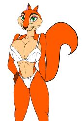 akatsukishiranui-fox alluring andie_(the_nut_job) anthro anthrofied big_breasts bra edit female green_eyes panties pin_up squirrel the_nut_job underwear