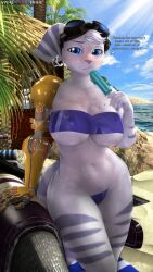 3d_(artwork) absurd_res anthro beach big_breasts breasts clothing digital_media_(artwork) ear_piercing ear_ring english_text eyewear eyewear_on_head female goggles goggles_on_head gris_swimsuit hi_res lombax mammal meme_clothing nipple_outline one-piece_swimsuit piercing prosthetic prosthetic_arm prosthetic_limb ratchet_and_clank ring_piercing rivet_(ratchet_and_clank) seaside solo sony_corporation sony_interactive_entertainment swimwear text thick_thighs translucent translucent_clothing translucent_swimwear under_boob yamimarik1994