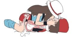 blue_socks cowgirl_position crying cum female hat internal_cumshot kissing kneehighs leaf_(pokemon) loose_socks male pokemon poorly_drawn preciousleaf rape red red_(pokemon) reverse_rape semen socks spit straddling tears vision x-ray xray_view