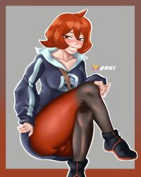 1girls arezu_(pokemon) big_ass big_butt cameltoe female female_only leggings looking_at_viewer pokemon pokemon_legends:_arceus red_hair redhead smile smug smug_face sweater tagme thick_thighs yaki_chun