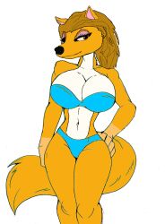 akatsukishiranui-fox alluring alpha_and_omega amber_eyes anthro anthrofied big_breasts bikini cleavage edit female kate_(alpha_and_omega) pin_up silf tail traced wolf wolfess