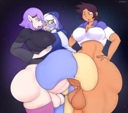 1boy 2futas amity_blight big_ass big_balls big_breasts big_penis blue_skin brown_hair brown_skin bubble_ass bubble_butt dark-skinned_futanari dark_skin disney double_anal double_penetration femboy futa_on_femboy futa_on_male futadom futanari hand_on_hip huge_ass large_ass large_balls large_breasts large_penis latina looking_back luz_noceda nicolaowo penis purple_hair red_iris smug smug_face smug_grin stars straight_hair tagme the_collector_(the_owl_house) the_owl_house two_tone_clothing two_tone_skin white_hair white_skin yellow_eyes yellow_skin