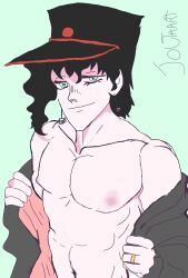 black_hair jojo's_bizarre_adventure jouta_kujo joutaart looking_at_viewer male_focus male_only nipples solo_male