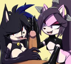 2021 anthro bluepawvi cock duo fangs female_penetrating femdom gloved_handjob handjob hedgehog male_penetrated penetration penis pov sonic_(series) sonic_fan_characters sonic_the_hedgehog_(series) sounding sounding_rod star_the_spineless_hedgehog threesome tongue unseen_male_face vampire_caroline