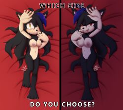 bluepawvi blush breasts caroline_the_hedgehog dakimakura doppleganger fangs feet females hedgehog hybrid licking_lips long_eared_hedgehog nails paws pussy sonic_(series) sonic_fan_characters vampire vampire_caroline