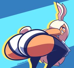 1girls ass big_ass bubble_butt bunny_ears bunny_tail clothing costume crouching dark-skinned_female dark_skin dat_ass fat_ass female female_only huge_ass large_ass looking_at_viewer looking_back miruko my_hero_academia mythabyss rumi_usagiyama solo squatting thick_ass thick_thighs white_hair wide_hips