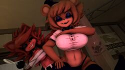 3d cally3d clazzey cryptiacurves fazclaire's_nightclub female female_only fexa fexa_(cryptia) five_nights_at_freddy's fnaf foxy_(cally3d) foxy_(fnaf) freddy_(fnaf) fredina's_nightclub fredina_(cally3d) frenni_(cryptia) frenni_fazclaire looking_at_viewer pleasure_face posing rule_63 scottgames thirsty