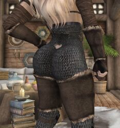 1girls armor big_ass big_breasts bikini_armor blonde_hair blue_eyes dommy_mommy elf_orc_lunaire female female_only glasses hand_on_hip huge_ass huge_breasts large_ass large_breasts rebecca_(original_character) seductive skyrim solo the_elder_scrolls