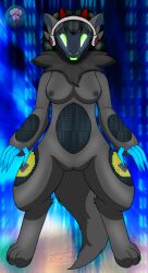 anthro artificial_birth artificial_body ciber female hi_res humanoid inferno_neteri machine nude protogen solo