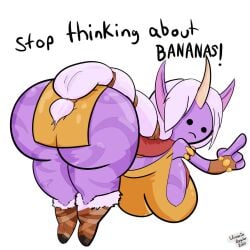 :( ass ass_bigger_than_breasts ass_bigger_than_head ass_focus ass_up breasts_bigger_than_head fingerless_gloves head_horn horn league_of_legends light_purple_hair long_ponytail meme pointy_ears purple_skin riot_games soraka stop_thinking_about_sex usuarioregular2600 yellow_dress