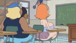 accurate_art_style ass_bigger_than_body backboob big_ass big_breasts big_butt boob_window breasts_bigger_than_body breasts_bigger_than_torso casual casual_nudity classroom clothed female hourglass_figure huge_ass huge_breasts jessica_(rick_and_morty) multiple_girls nerota no_bra nude nude_edit nude_female nude_filter orange_hair photoshop public public_nudity rick_and_morty school schoolgirl screen screen_capture screen_face screencap screenshot screenshot_edit short_hair sideboob student third-party_edit tight_clothing underass