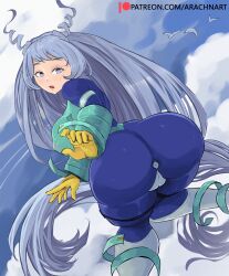 1girls alternate_breast_size arachnart artist_signature ass ass_focus ass_shot back back_view blue_eyes blue_hair bodysuit breasts bubble_butt female hadou_nejire hadou_nejire_(hero_outfit) hero_outfit_(mha) hi_res hips huge_ass huge_breasts long_hair my_hero_academia nejire_hado nejire_hado_(hero_outfit) thick_thighs thighs very_long_hair wide_hips