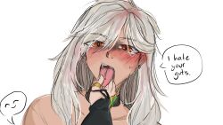 alhaitham_(genshin_impact) blush cyno_(genshin_impact) duo fang genshin_impact male male_only malesub tongue_grab tongue_out tongue_pull white_hair