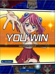 black_stockings blue_eyes casual_nudity casual_topless collar female mod nipple_piercing nipples nonsexual_nudity pink_hair pussy pussy_peek red_skirt red_tie rochestedorm skirt small_breasts stockings tie yu-gi-oh! yu-gi-oh!_arc-v yu-gi-oh!_duel_links zuzu_boyle