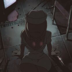 1girls 2d 2d_(artwork) 2d_animation animated blood breasts bubble_head_nurse cameltoe cleavage faceless_female female female_only gif horror knife konami legs_over_head mizu_wolf monster_girl no_panties non-human nurse_(silent_hill) nurse_uniform on_back on_the_floor posing pov pussy silent_hill silent_hill_2 solo thighs tv twistedgrim