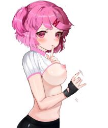 1girls 5_fingers breasts doki_doki_literature_club dokomon female female_only motion_lines natsuki_(doki_doki_literature_club) nipples solo white_background