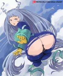 1girls alternate_breast_size anus anus_peek arachnart artist_signature ass ass_focus ass_shot back back_view black_panties blue_eyes blue_hair bodysuit breasts bubble_butt female female_human hadou_nejire hadou_nejire_(hero_outfit) hero_outfit_(mha) hi_res hips huge_ass huge_breasts human long_hair my_hero_academia nejire_hado nejire_hado_(hero_outfit) panties superhero_costume superheroine thick_thighs thighs torn_bodysuit torn_clothes very_long_hair wide_hips