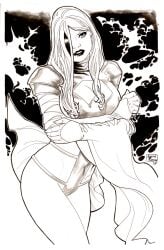 andre_pinheiro black_and_white cleavage curvy curvy_female emma_frost female leotard marvel marvel_comics phoenix_five white_queen x-men