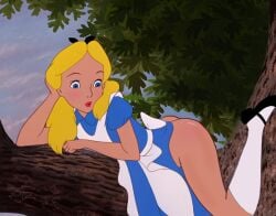 alice_(disney) alice_in_wonderland alice_in_wonderland_(1951_film) alice_liddell ass disney dizzney dress tree