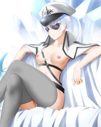 absurd_res areolae belt breasts coat coat_on_shoulders functionally_nude functionally_nude_female glasses harness hat holster kimmy77 long_hair looking_away nipples nude nude_female open_clothes open_shirt pussy rwby rwby_ice_queendom shaved_pussy sitting smile solo solo_female sunglasses thick_thighs thighhighs third-party_edit tinted_eyewear weiss_schnee white_background white_hair