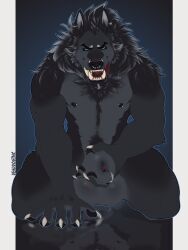 3:4 abs absurd_res animal_genitalia animal_penis anthro balls bambii_dog big_balls big_sheath black_body black_eyebrows black_fur black_inner_ear_fluff black_sclera blue_eyes bodily_fluids body_hair canid canine canine_penis canis chest_tuft circular_barbell_piercing clawed_fingers countershade_fur countershading digital_media_(artwork) dominant dominant_anthro dominant_male dripping ear_piercing evil_grin eyebrows facial_piercing fangs fur furgonomics furry-specific_piercing genital_piercing genitals grey_body grey_fur hand_on_ground happy_trail hi_res huge_balls huge_sheath inner_ear_fluff leaning leaning_forward licking licking_lips looking_at_viewer male male_only mammal muscular muscular_anthro muscular_arms muscular_male muscular_thighs navel neck_tuft nipple_piercing nipples nose_piercing nose_ring nude_anthro nude_male open_mouth penis piercing ring_piercing saliva saliva_drip septum_circular_barbell septum_piercing sheath sheath_piercing sitting smile smiling_at_viewer smug solo tongue tongue_out tuft vex_(vyti) were werecanid werecanine werewolf wolf