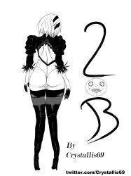 ass blindfold crystallis69 fanart female nier nier:_automata nier_(series) thick thighs yorha_2b
