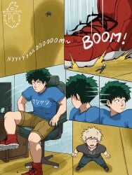 izuku_midoriya katsuki_bakugou lad macro male male_focus male_only micro my_hero_academia pinecone_chicken size_difference tagme yaoi