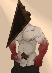 balls bara boner erection gay ho_tdoug male male_only muscles muscular penis pyramid pyramid_head silent_hill silent_hill_homecoming solo solo_male