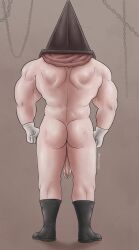 ass back_view balls bara boner erection gay hermitkylee male male_only muscles muscular penis pyramid pyramid_head silent_hill silent_hill_2 solo solo_male