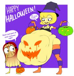 digestion female halloween multiple_prey obese_female spaghettiz vore witch witch_hat