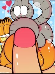 2022 3boys absurd_res anus ass backsack balls big_ass big_butt blush bodily_fluids digital_media_(artwork) domestic_cat erection felid feline felis femboy fur garfield_(series) garfield_the_cat genitals grey_body grey_fur group half-closed_eyes heart hi_res human humanoid_genitalia humanoid_penis jon_arbuckle looking_back male male/male mammal mykendyke narrowed_eyes nermal_(garfield) nude open_mouth orange_body orange_fur penis sweat trio