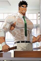 1boy ai_generated bara gay male male_only muscular_male nai_diffusion solo_male stable_diffusion takeda_harumi_(shiromanta)