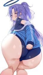 1girls ariso_kaoru ass ass_focus ass_shot back back_view blue_archive bubble_butt female halo hi_res hips huge_ass large_ass light-skinned_female light_skin long_hair millennium_science_school_student purple_eyes purple_hair seminar_(blue_archive) thick_thighs thighs wide_hips yuuka_(blue_archive) yuuka_(gym_uniform)_(blue_archive)