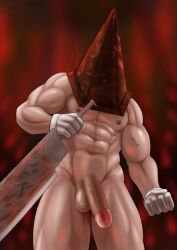 alabuster balls bara gay male male_only muscles muscular penis pyramid pyramid_head silent_hill silent_hill_2 solo solo_male