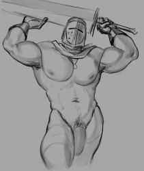 big_penis cathedral_knight confident dark_souls dark_souls_3 flaccid fromsoftware gloves hairy_armpits helmet huge_cock imlooking male male_only medieval_armour monochrome naked nipples pecs pose posing pubic_hair simple_background sketch solo sword thick_penis thighs