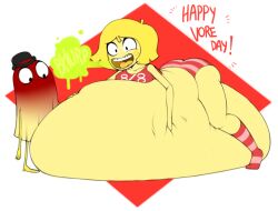 burping digestion female_pred lying_on_stomach mass_vore multiple_prey oc post_vore spaghettiz vore vore_day