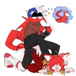 2boys ailewzol anal anal_sex blush cat_ears chile_(countryhumans) chiper clothed countryhumans crying crying_with_eyes_open domination headband long_tail male male/male male_only peru_(countryhumans) poncho red_hair socks star stickman sweatdrop sweating tail tail_penetrating tail_penetrating_anus tail_penetration