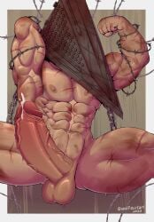 abs balls bara barbed_wire big_balls big_penis blood boner dead_by_daylight erection flexing gay helmet male male_only muscles muscular muscular_male nude pecs penis pyramid pyramid_head scars silent_hill solo spread_legs sweat sweaty uncensored veiny_penis wolfshirtart