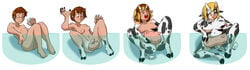 2019 anthro balls big_breasts blonde_hair bovine breast_growth breasts brown_hair cattle chesshire cow_girl female flaccid gender_transformation hair hooves human human_to_anthro male mammal milk mtf_transformation nude penis pussy sequence simple_background slightly_chubby solo surprise tail transformation udder_balls udder_growth udders weight_gain