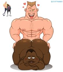 2boys anal anal_sex big_ass big_butt biracial bubble_ass bubble_butt canon_couple chubby chubby_male cum cum_in_ass cum_inside dark_skin disney front_view gay hairy heart husband_and_husband interracial looking_down looking_pleasured looking_up male male/male male_only muscular muscular_male round_ass round_butt smiling stuff_bobbo the_proud_family the_proud_family:_louder_and_prouder tongue_out white_background white_skin