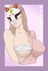 1girls 2022 artist_name asian asian_female big_breasts breast_grab breasts breasts_out brown_hair clothed clothing female female_only free_fire garena huge_breasts long_hair mask masked milf nipples pase_elite pink_lipstick simple_background voluptuous z_girl zzerotic