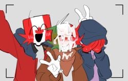 3boys ailewzol bodily_fluids canada_(countryhumans) countryhumans cum cum_on_face embarrassed gay male male_only mexico_(countryhumans) stickman united_states_of_america_(countryhumans)